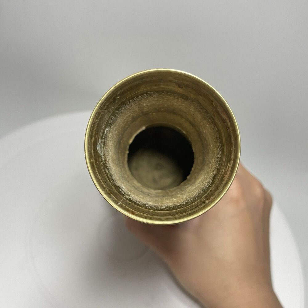Vintage Etched Brass Floral Bud Vase Hand Engraved India Boho Decorative MCM - Picture 5 of 9